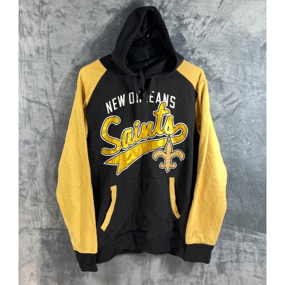New Orleans Saints Hoodie Men Medium Black Pocket Sweatshirt Jacket NFL Football